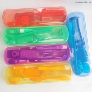Стоматологический ортодонтический набор с щеткой и зеркалом в цветной пластиковой коробке